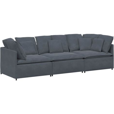 Sofá modular con cojines terciopelo gris oscuro vidaXL