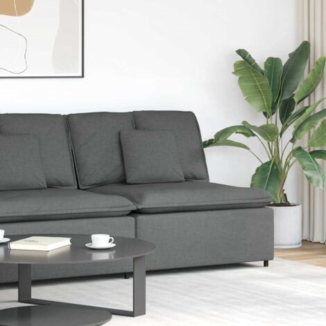 Sofá modular con módulo central y cojines gris oscuro 100 cm