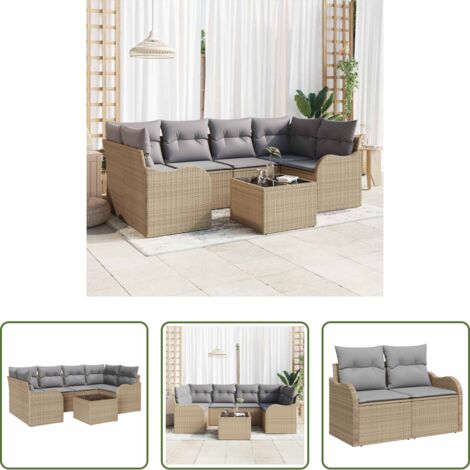 Sofá modular -  Conjunto de sofá de jardín Beige 55 x 55 x 37 cm