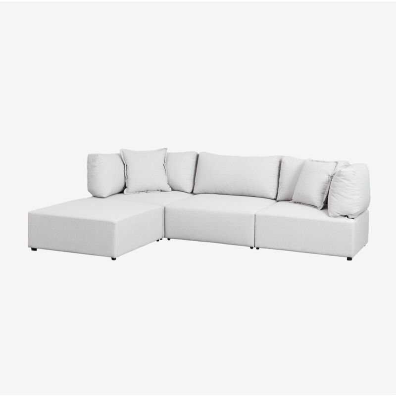 

Sklum - Sofá Modular de 3 Piezas con 2 Sillones Esquineros y Puff Kata Beige Crema