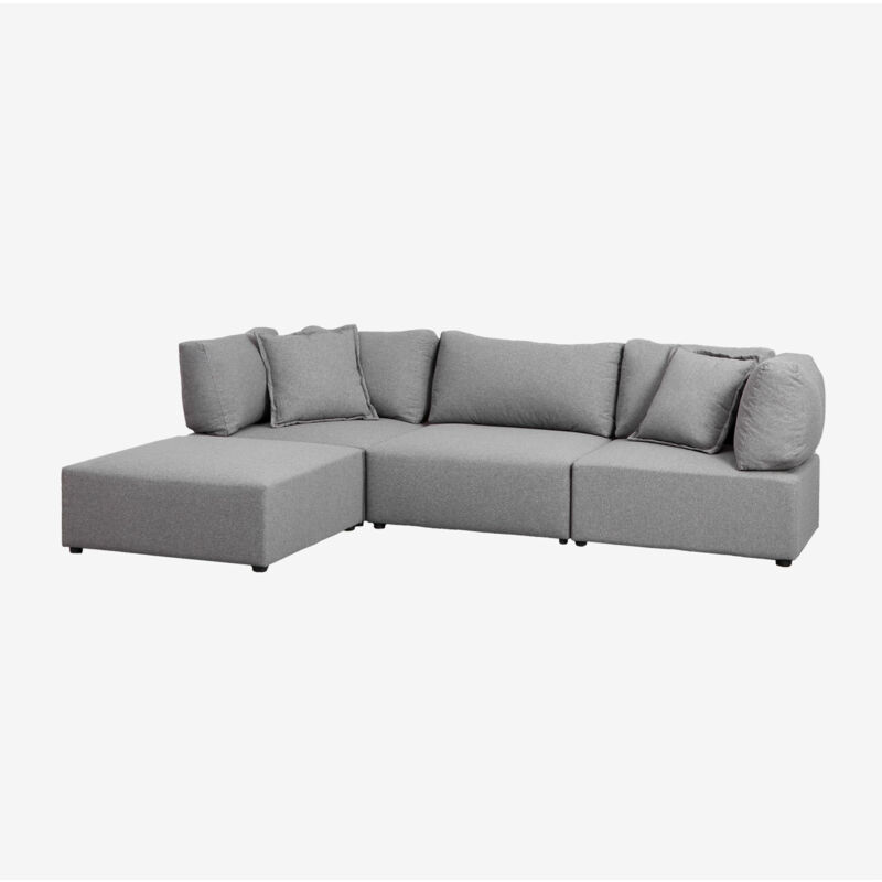 

Sofá Modular de 3 Piezas con 2 Sillones Esquineros y Puff Kata SKLUM - Gris