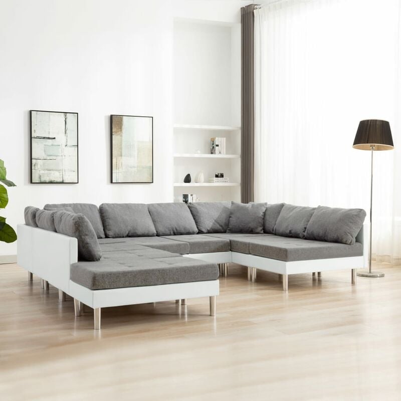 

Sofá modular de cuero sintético blanco