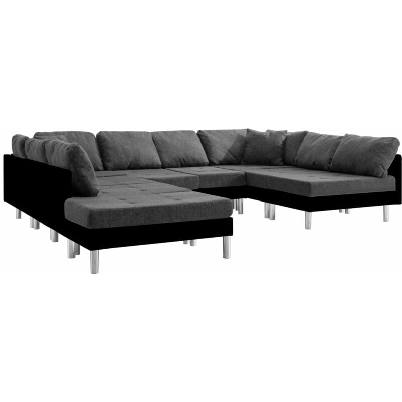 

Sofá Modular de Cuero Sintético Negro Gris Oscuro - Negro - Vidaxl