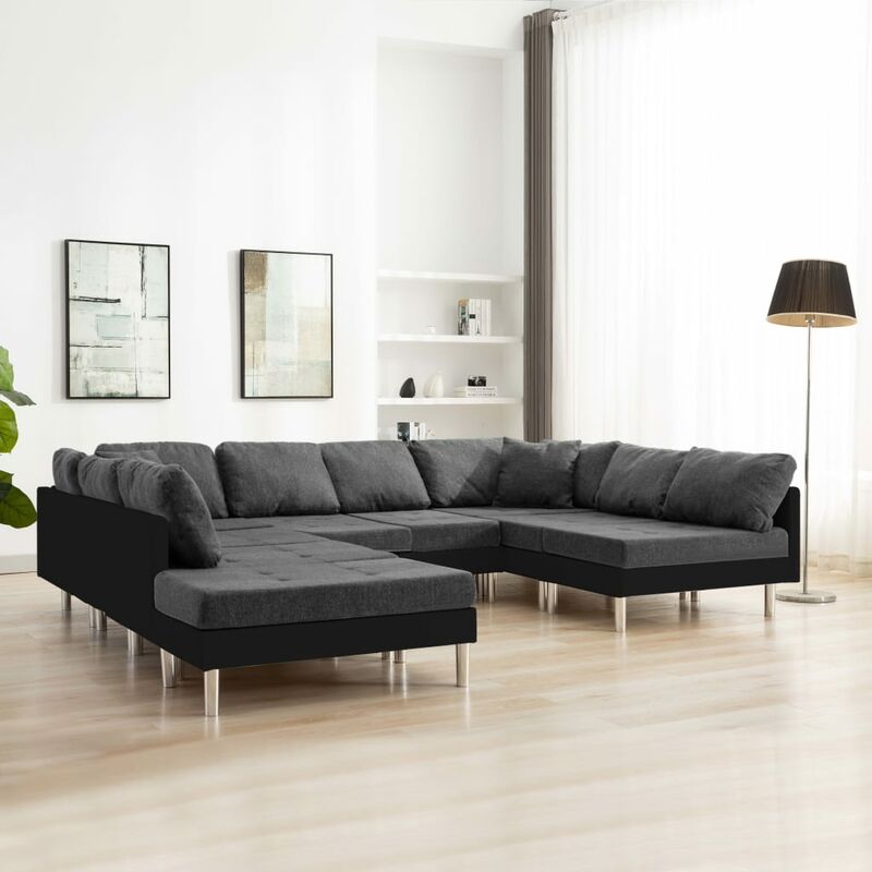 

Sofá modular de cuero sintético negro