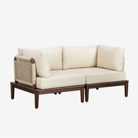 Sofá modular de jardín de 2 piezas con 2 sillones esquineros en acacia Giulia SKLUM             