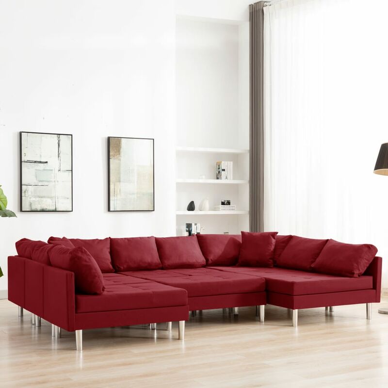 

Sofá modular de tela color vino tinto