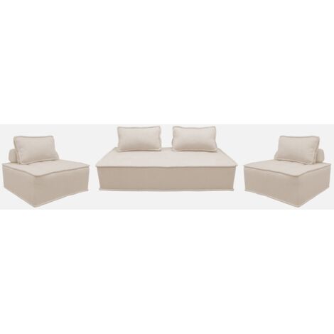 Sofá modular en tela lisa, 4 plazas