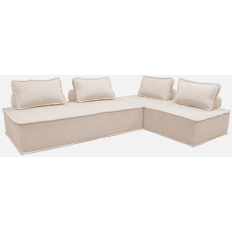 Sofá modular en tela lisa, 4 plazas