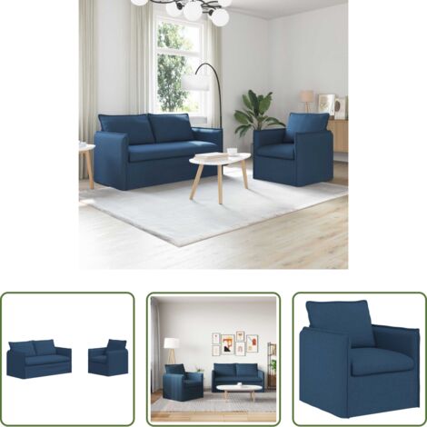 Sofá modular -  Juego de Sofá 2 pcs Azul 196 x 82 x 85 cm tela