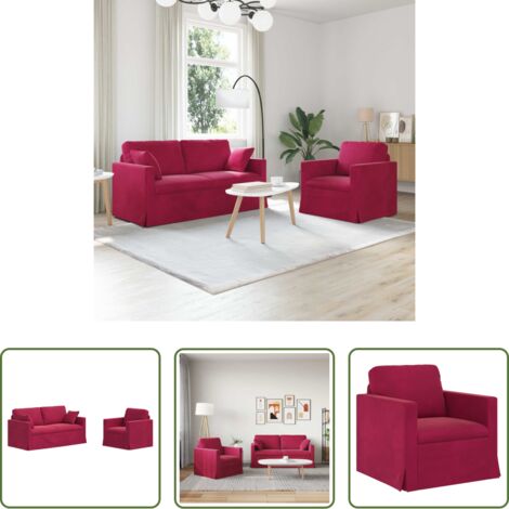 Sofá modular -  Juego de Sofá 2 pcs Rojo vino 158 x 78 x 80 cm Terciopelo