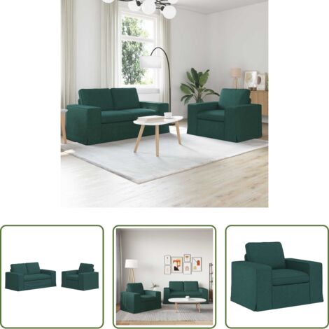Sofá modular -  Juego de Sofá 2 pcs Verde oscuro 182 x 80 x 82 cm tela