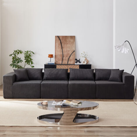 Sofá modular L Chenilla Beige 264x167x71cm, lujo, espuma comprimida, sala/dormitorio