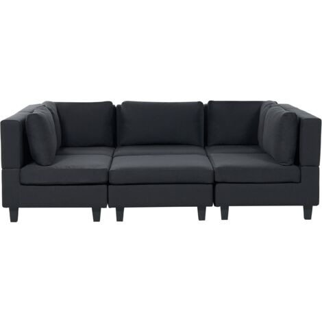Sofá modular moderno 5 plazas tapizado tela poliéster respaldo acolchado con otomana forma de U negro Unstad