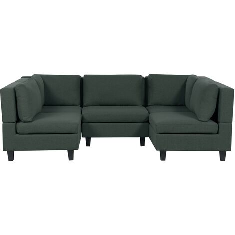 Sofá modular moderno 5 plazas tapizado tela poliéster respaldo acolchado en forma de U verde oscuro Unstad