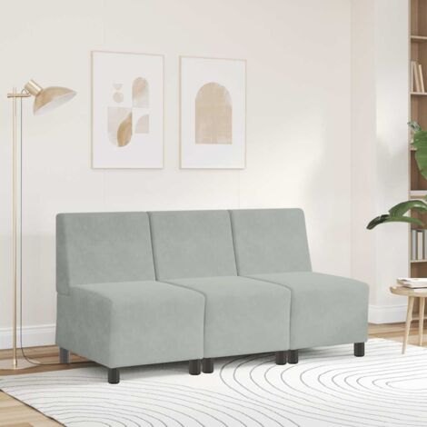 Sofá modular  sin brazos gris claro 55 cm terciopelo