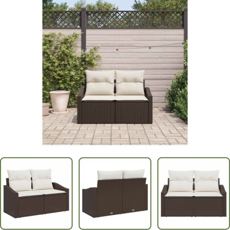Sofá modular -  Sofá de jardín con cojín 123 x 62 x 69 cm ratán sintético