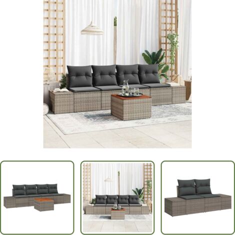 Sofà modulare -  Set Divano da Giardino 5 pcs Grigio polyrattan