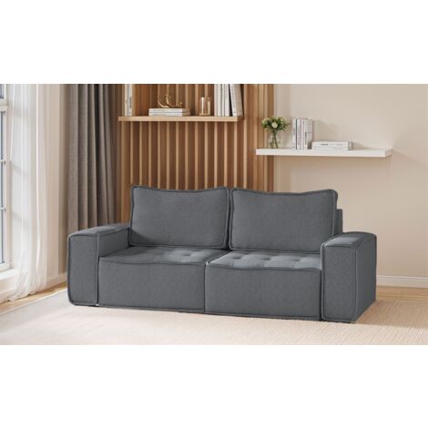 Sofa Modulsofa 2-teilig SANDE 2-Sitzer Stoff Alpine Anthrazit