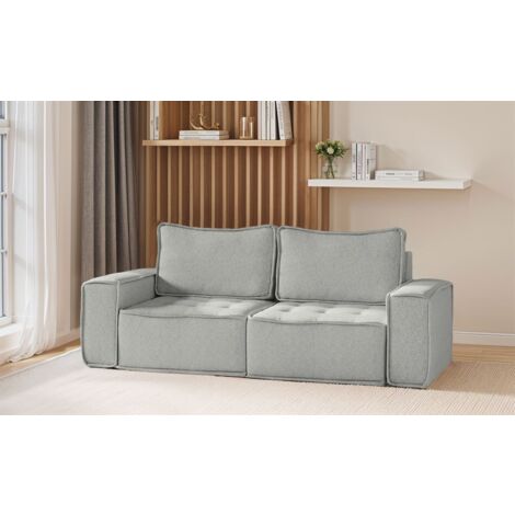 Sofa Modulsofa 2-teilig SANDE 2-Sitzer Stoff Alpine Hellgrau