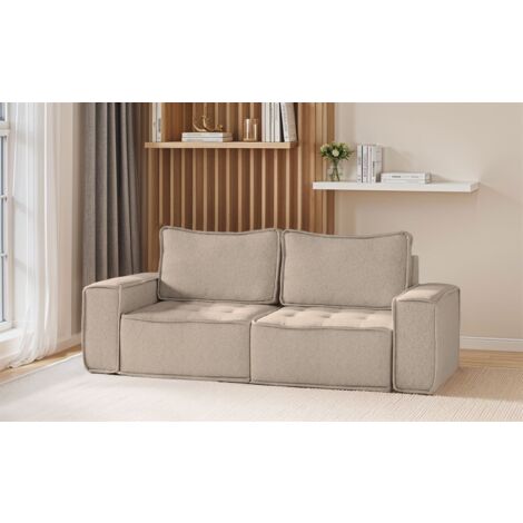 Sofa Modulsofa 2-teilig SANDE 2-Sitzer Stoff Alpine Toffee