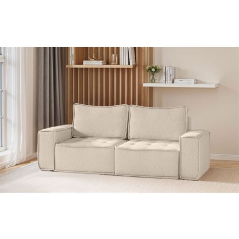 Sofa Modulsofa 2-teilig SANDE 2-Sitzer Stoff Raven Creme