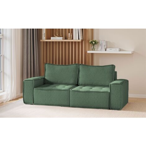 Sofa Modulsofa 2-teilig SANDE 2-Sitzer Stoff Raven Flaschengrün