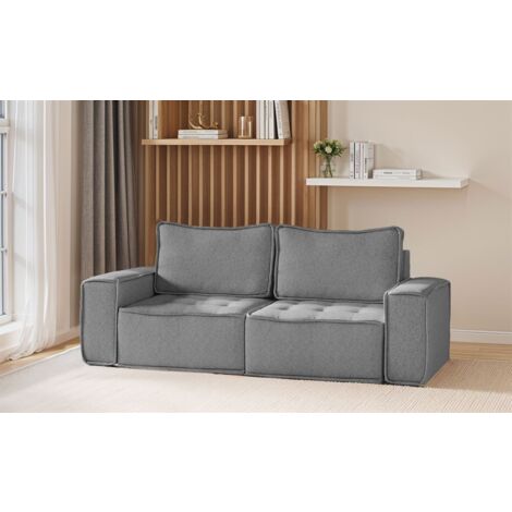 Sofa Modulsofa 2-teilig SANDE 2-Sitzer Stoff Raven Grau