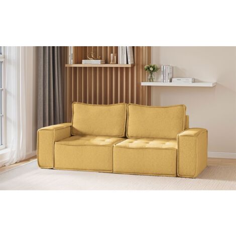 Sofa Modulsofa 2-teilig SANDE 2-Sitzer Stoff Raven Honiggelb