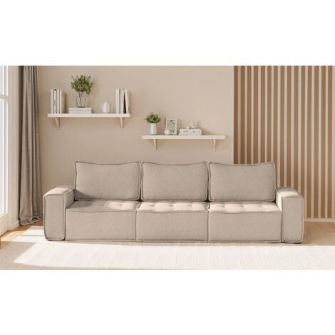 Sofa Modulsofa 3-teilig SANDE 3-Sitzer Stoff Alpine Toffee