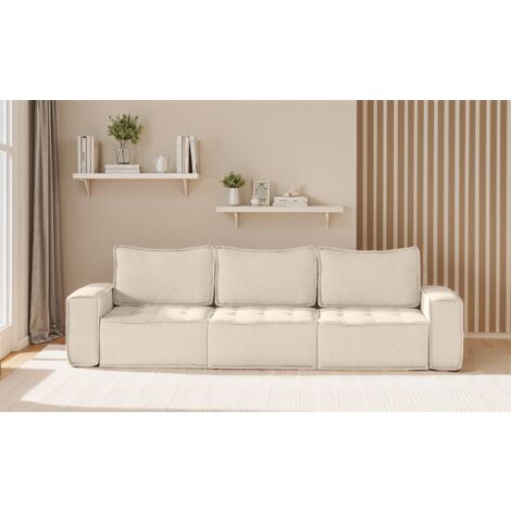Sofa Modulsofa 3-teilig SANDE 3-Sitzer Stoff Raven Creme