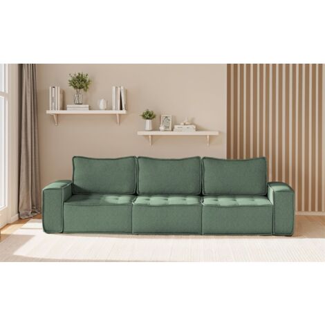 Sofa Modulsofa 3-teilig SANDE 3-Sitzer Stoff Raven Flaschengrün