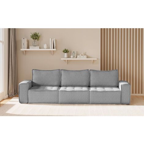 Sofa Modulsofa 3-teilig SANDE 3-Sitzer Stoff Raven Grau