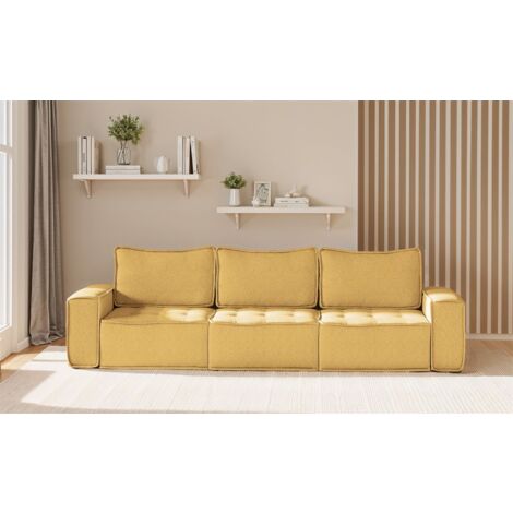Sofa Modulsofa 3-teilig SANDE 3-Sitzer Stoff Raven Honiggelb