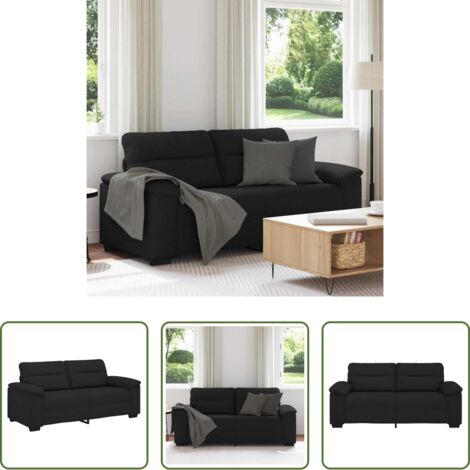 Sofá negro -  Sofá 2 plazas Tela Negro 180x81x84 cm