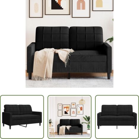 Sofá negro -  Sofá de 2 plazas terciopelo negro 120 cm