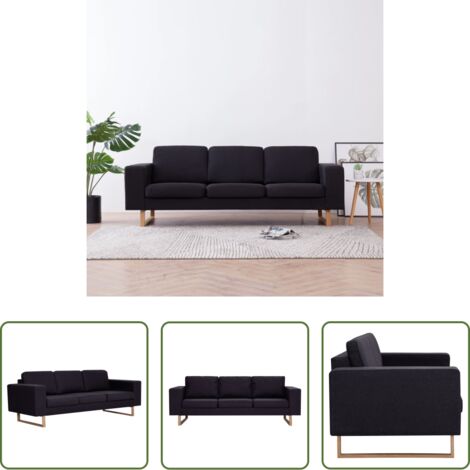 Sofá negro -  Sofá de 3 plazas de tela negro