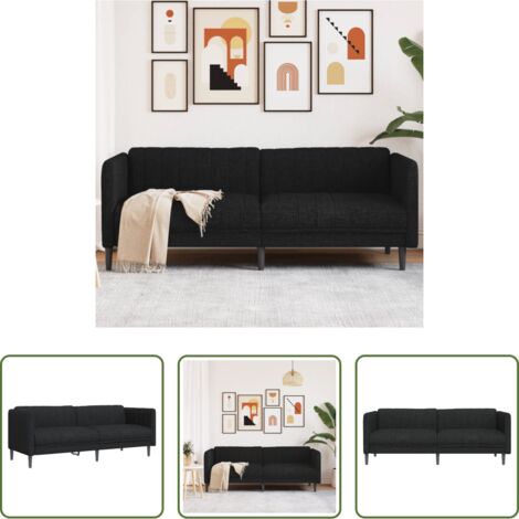Sofá negro -  Sofá de 3 plazas tela negro