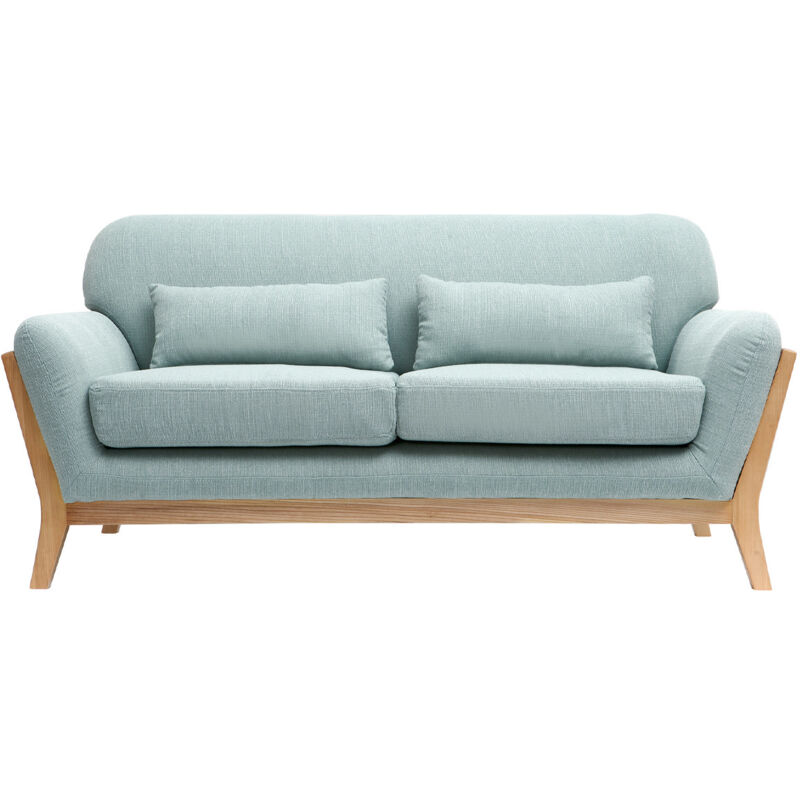 

Sofá nórdico 2 plazas azul claro patas madera YOKO