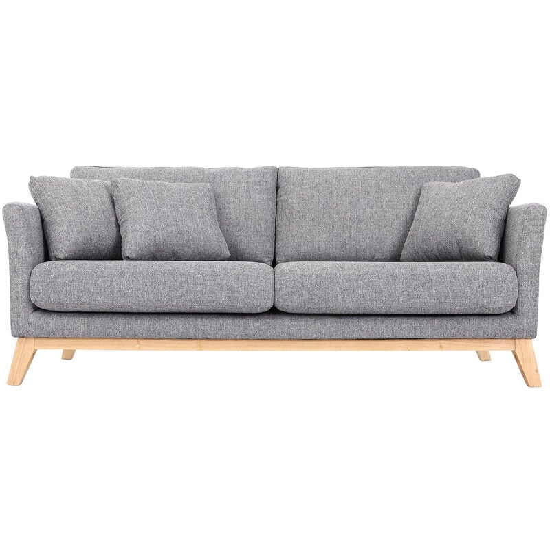 

Sofá nórdico 3 plazas gris claro desenfundable patas madera OSLO