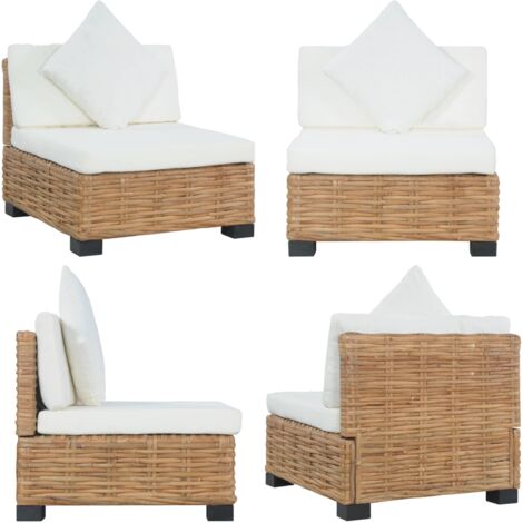 Sofa ohne Armlehnen mit Kissen Natürliches Rattan - Wohnzimmermöbel - Sofas - Lounge Möbel - Rattan Sofa - Naturmaterialien - Home & Living