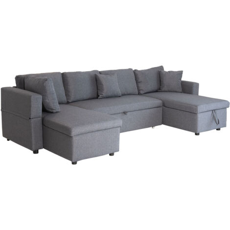 Sofá panorámico convertible SCOTT 4 plazas gris chiné