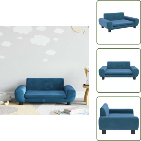 Sofá para bebés - vidaXL Sofá para niños de terciopelo azul 70x45x33 cm - Sofá de espuma