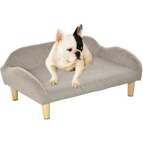 Sofá para Mascotas Tapizado en Terciopelo Suave Sofá Cama para Perros Gatos Medianos Pequeños Acolchado Grueso con Patas de Madera 70x40x28 cm