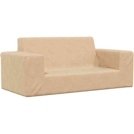 Sofá para niños de 2 plazas de felpa suave color crema