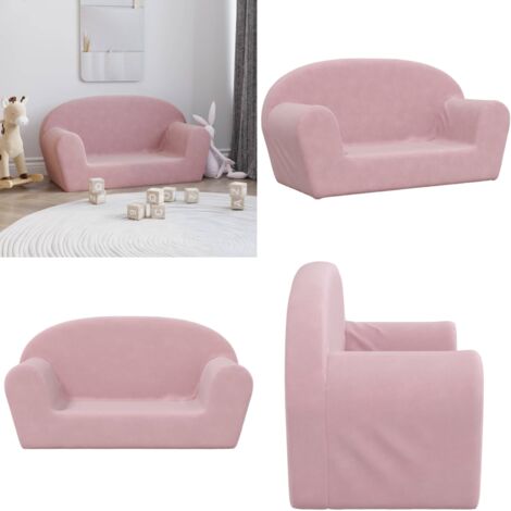 Sofá para niños de 2 plazas felpa suave rosa - Sofá infantil - Sofá rosa