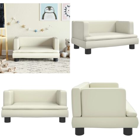 Sofá para niños de cuero sintético crema 60x40x30 cm - Sofá infantil - Sofá de cuero sintético