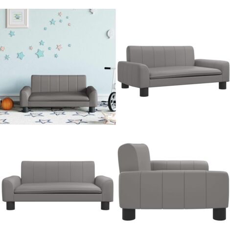 Sofá para niños de cuero sintético gris 70x45x30 cm - Sofá infantil - Sofá de cuero sintético