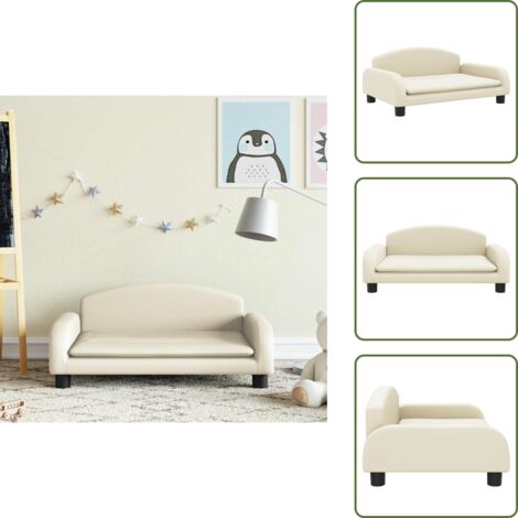Sofá para niños de cuero sintético - vidaXL Sofá para niños de cuero sintético crema 70x45x30 cm - Sofá para niños de 3-6 años