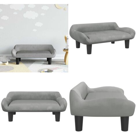 Sofá para niños de terciopelo gris claro 70x40x24 cm - Sofá infantil - Sofá de terciopelo