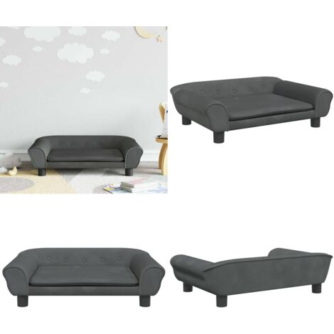 Sofá para niños de terciopelo gris oscuro 70x45x26 cm - Sofá infantil - Sofá de terciopelo